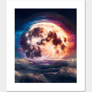 colorful moon Posters and Art